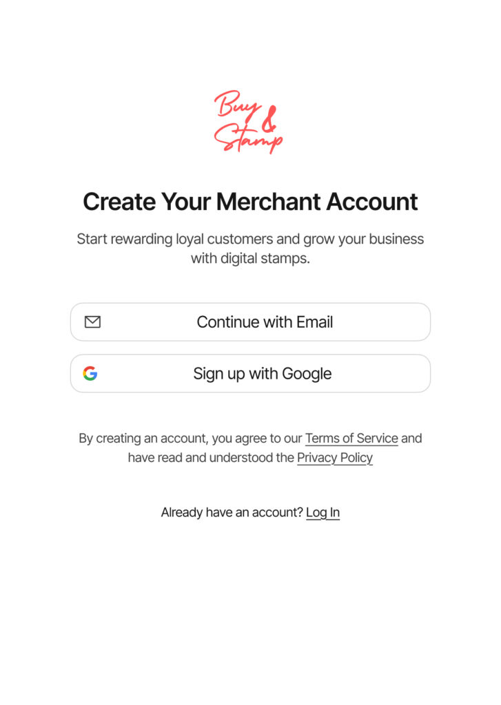 buy & stamp merchant account signup